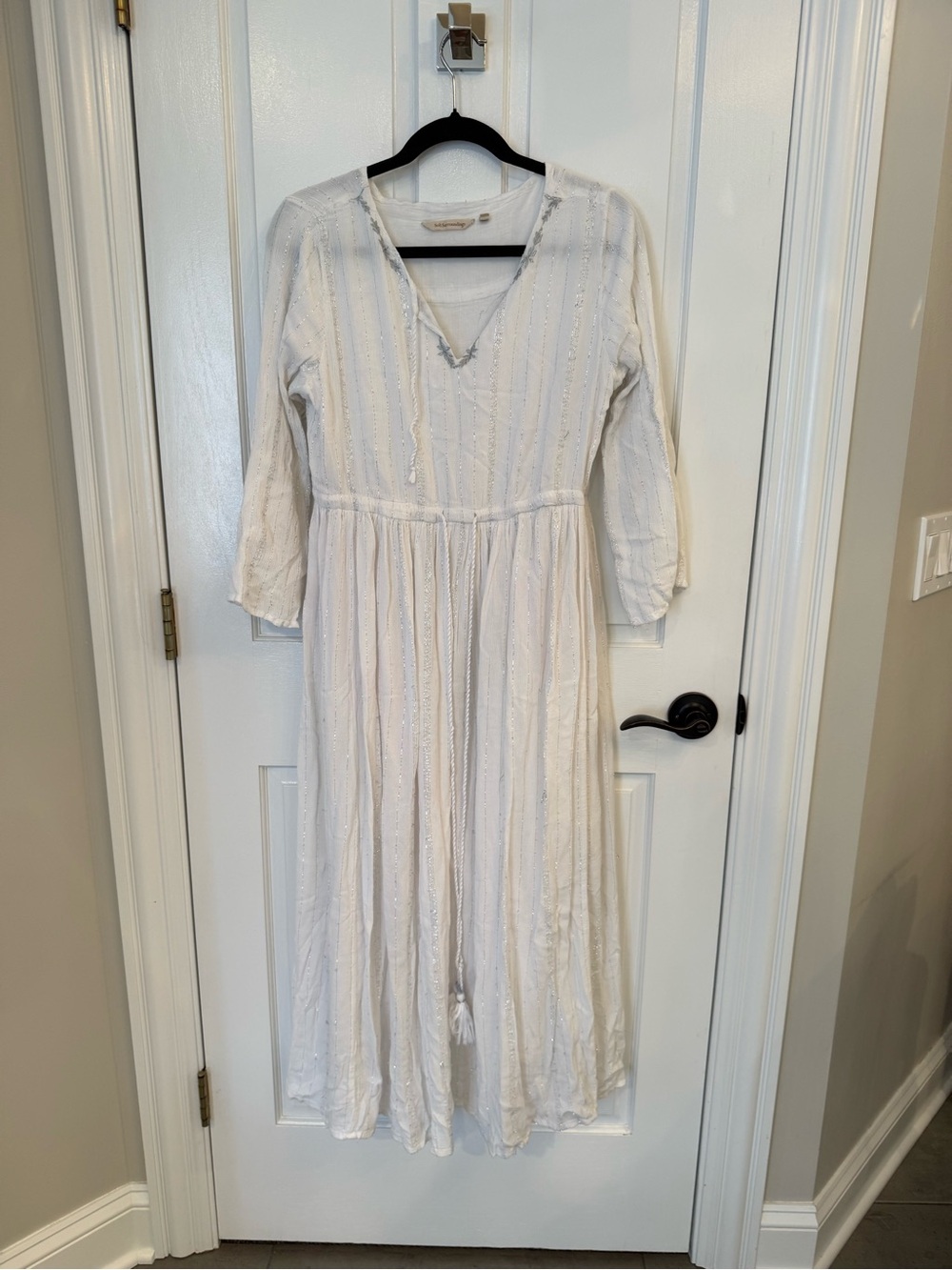 Soft Surroundings Maxi Dress Starlight Silver Metallic Threads